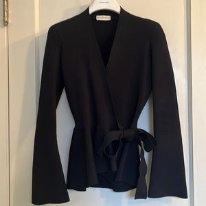 Black Scanlan Theodore crepe knit wrap jacket